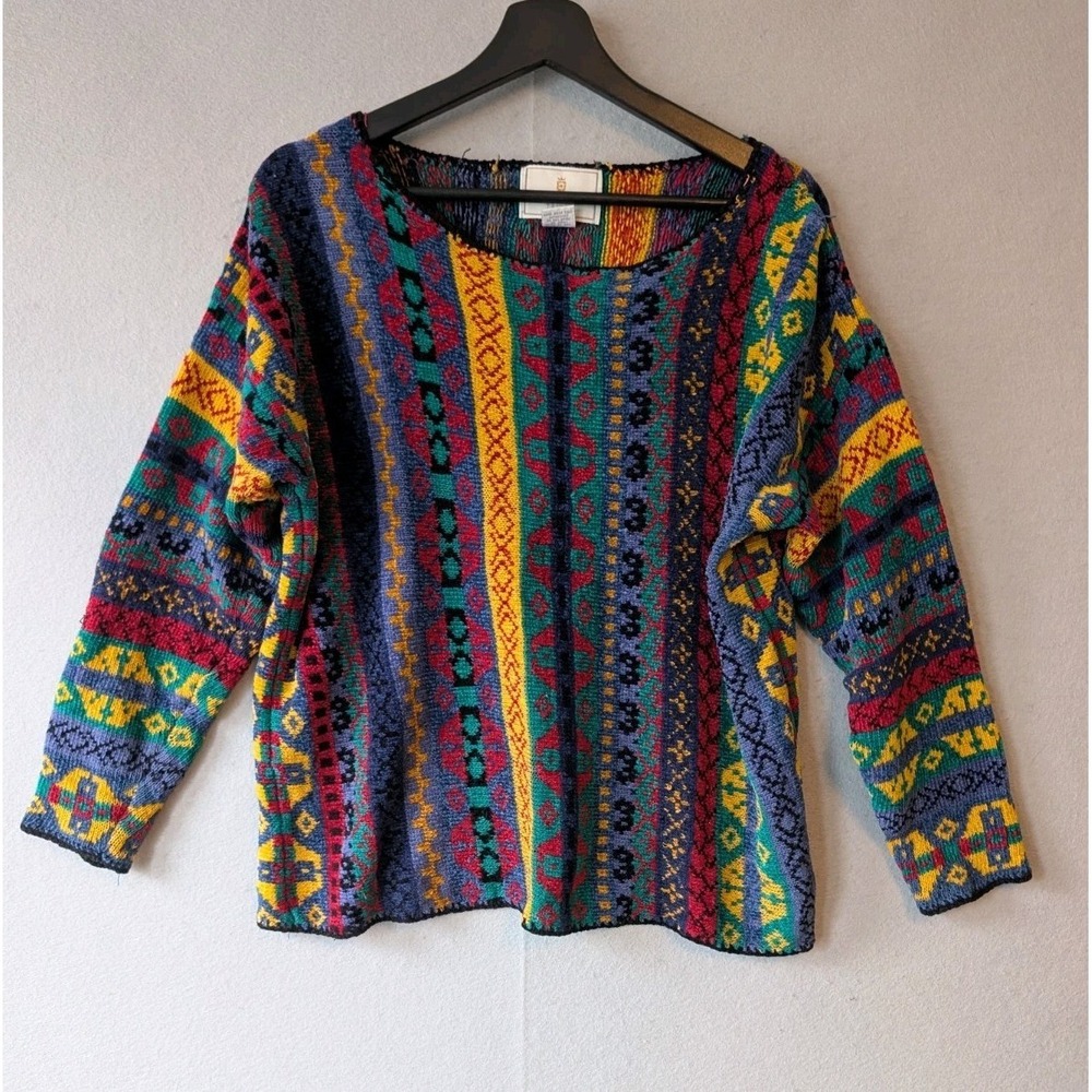 Express Tricot Chenille Sweater Women's XS Colorful 90's Oversized‎ Boho